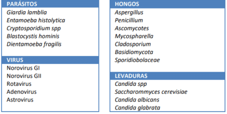 Población no bacteriana patógena incluida en la tabla. 